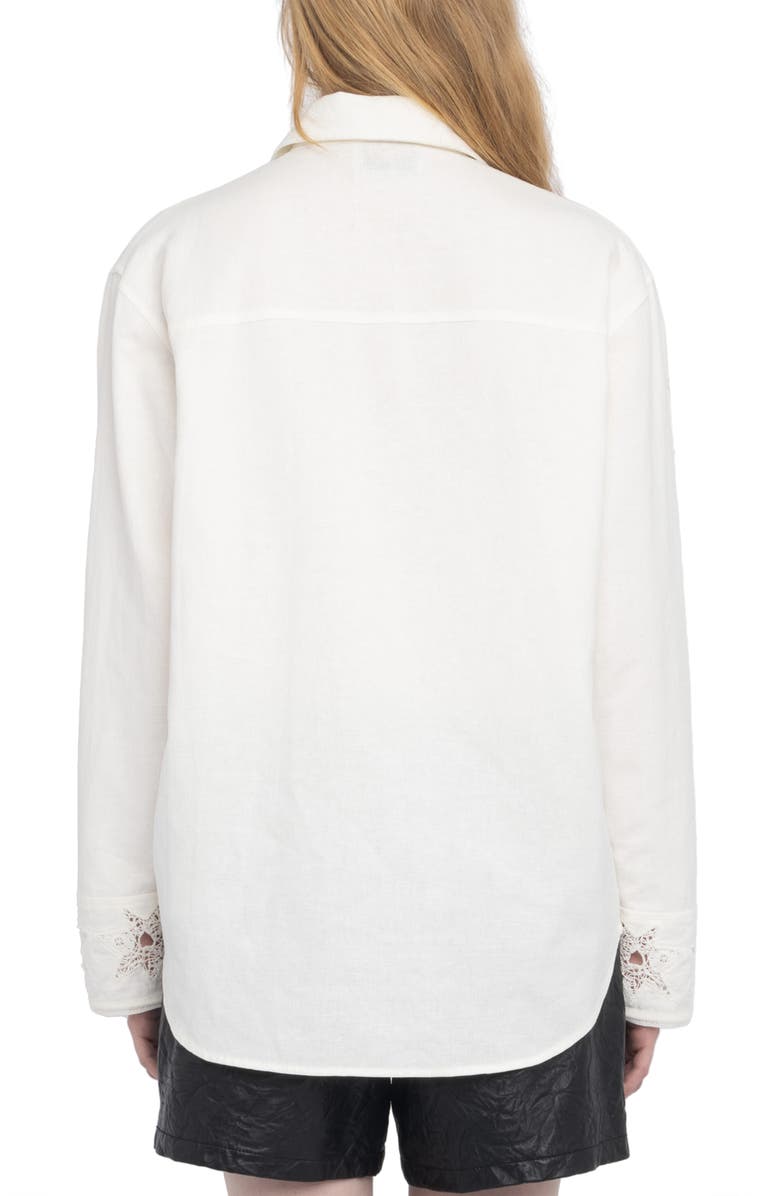 Zadig & Voltaire Morning Stitch Linen Blend Shirt, Alternate, color, 