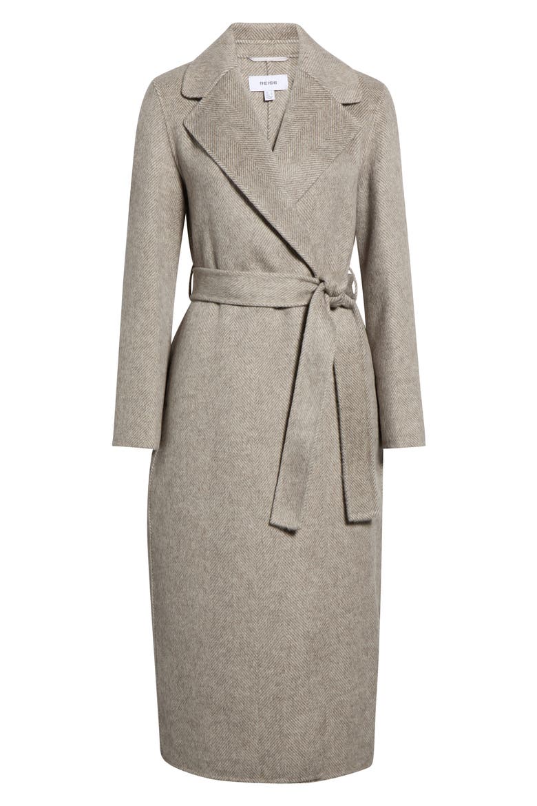 Daia Herringbone Wool Blend Wrap Coat, Main, color, LIGHT GREY