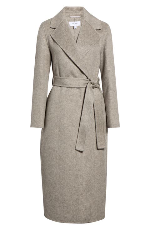 Daia Herringbone Wool Blend Wrap Coat