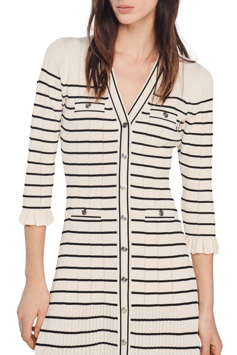 Armelline Mixed Media Stripe Sweater Dress, Alternate, color, ECRU