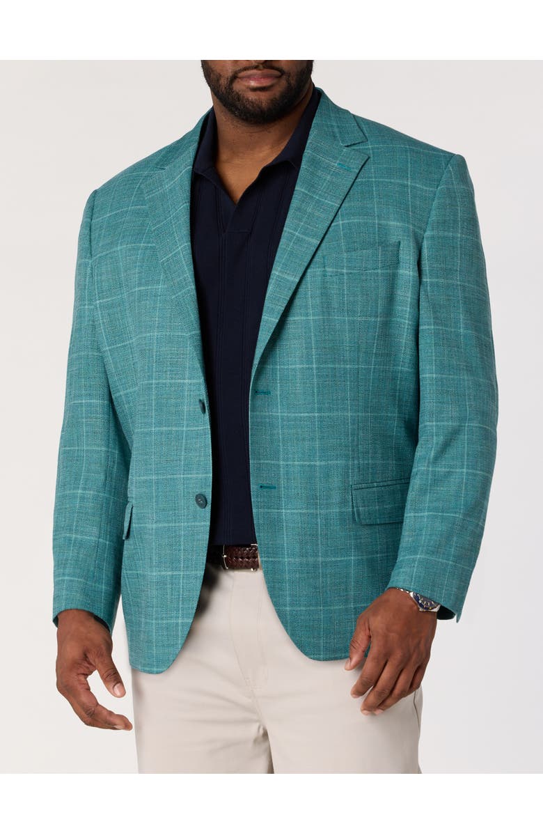 Oak Hill by DXL Big & Tall  Textured Windowpane Sport Coat, Main, color, Teal