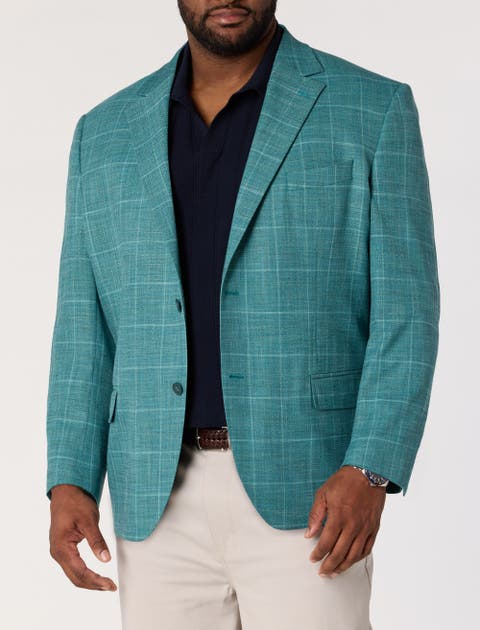 Big & Tall  Textured Windowpane Sport Coat