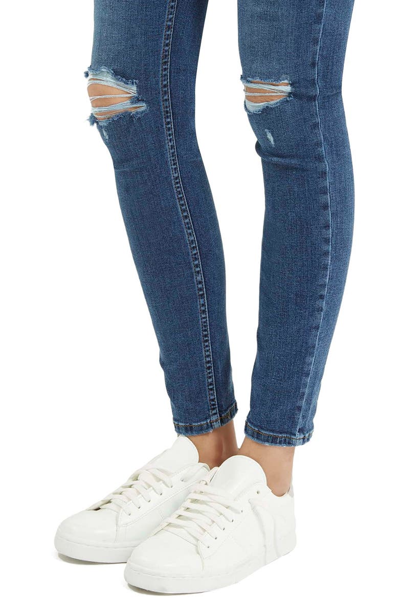 Jamie Ripped High Waist Ankle Skinny Jeans, Alternate, color, MID DENIM