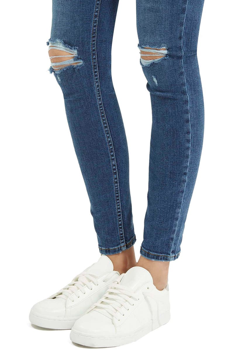 Topshop Jamie Ripped High Waist Ankle Skinny Jeans, Alternate, color, 