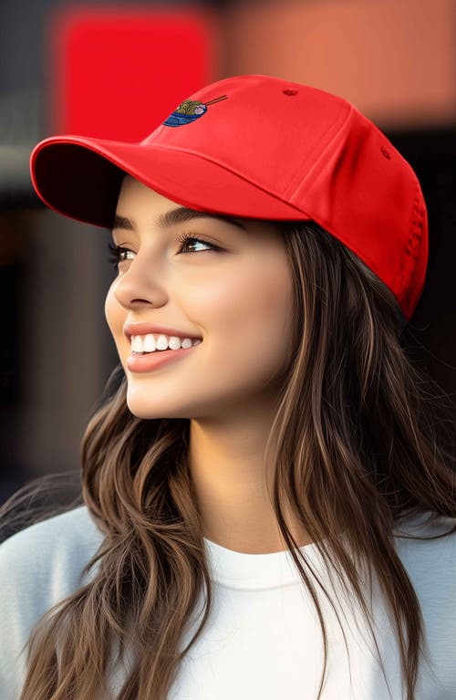 Dalix Noodles Embroidered Casual Cap In Red