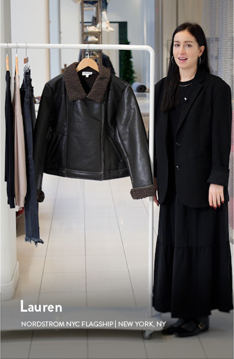 Romy Faux Leather Jacket with Faux Shearling Trim, sales video thumbnail