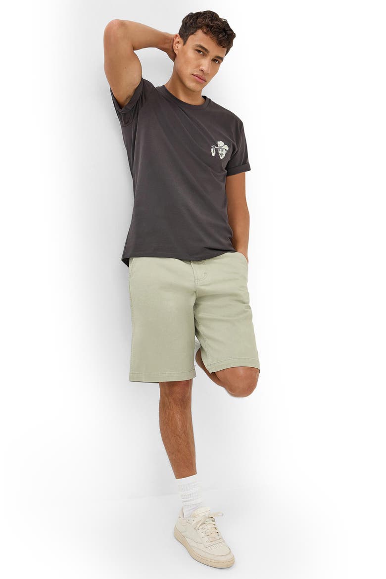 Casey Jones Flat Front Stretch Cotton Shorts, Alternate, color, TEA