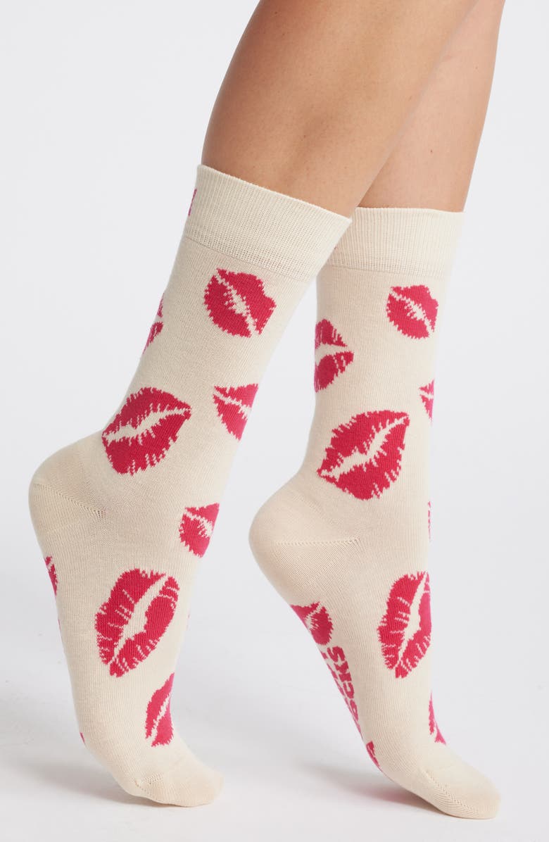 Happy Socks Kisses Crew Socks, Main, color,