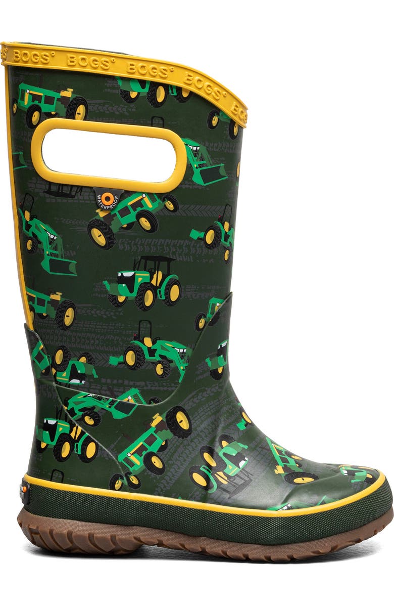 Bogs Kids' Waterproof Rain Boot, Alternate, color, Dkgrn Mlti