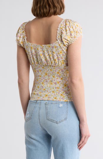 Lace Trim Cap Sleeve Top
