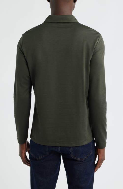 Robert Barakett Luciano Long Sleeve Twill Polo In Green