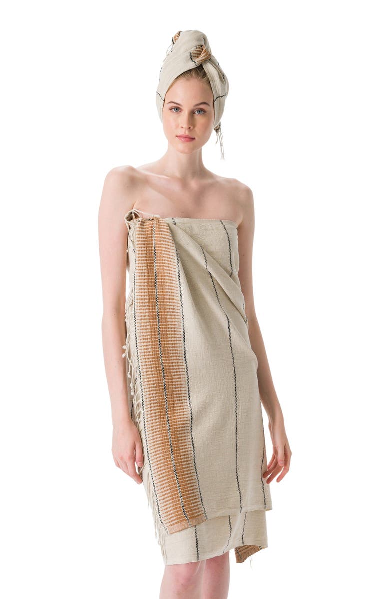 Olive & Linen Amber Linen Turkish Towel, Alternate, color, Terracotta