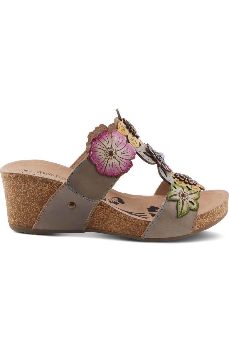 L'Artiste by Spring Step Prettypetals Platform Wedge Slide Sandal, Alternate, color, Grey Multi