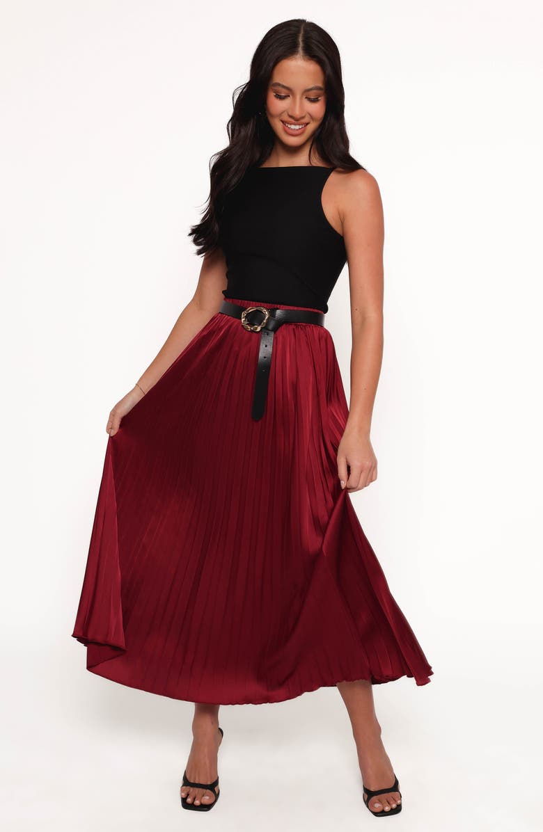Petal & Pup Lysandra Pleated Satin Maxi Skirt, Alternate, color,