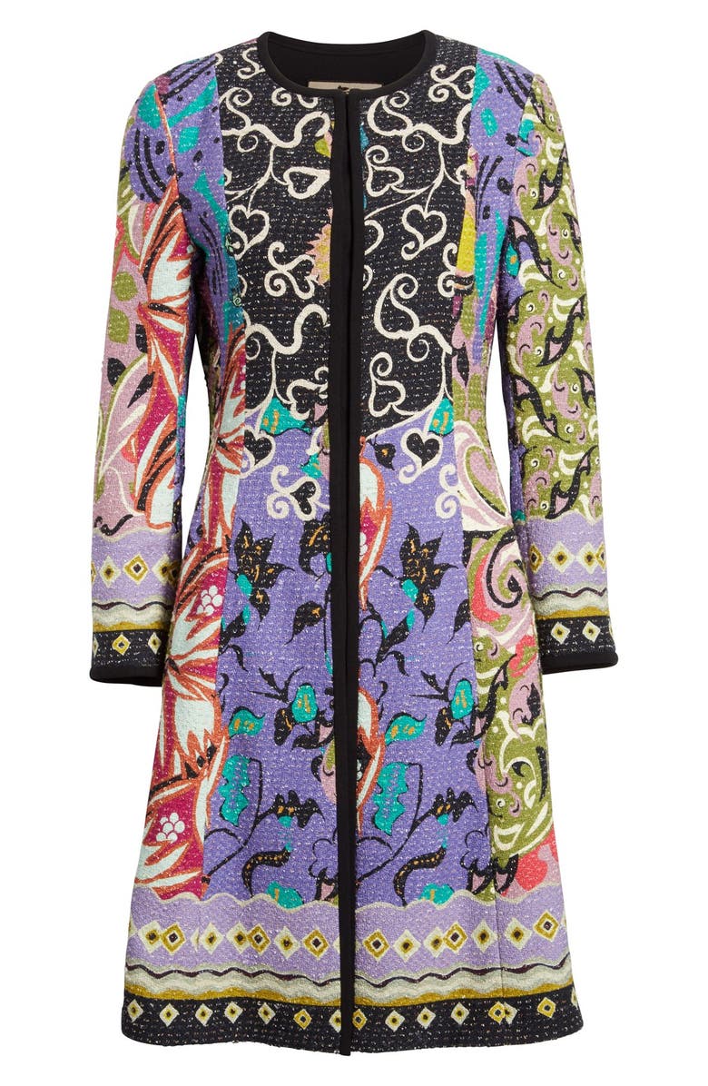 Etro 'Floral Patchwork' Textured Coat, Alternate, color, 