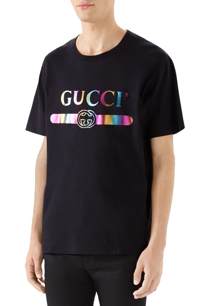 Gucci Iridescent Logo Graphic Tee, Main, color, 