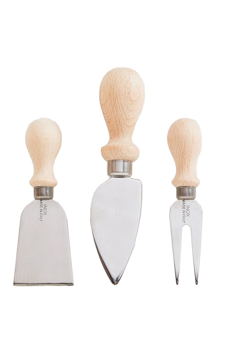 Italian Cheese Knives - Set of 3, Main, color, Brown