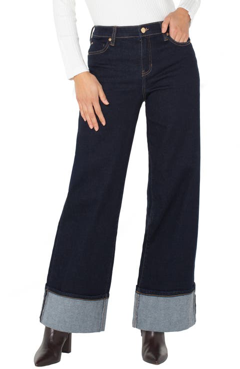 Liverpool Los Angeles Morgan Cuffed Wide Leg Jeans (Indigo Rinse) (Regular & Petite)