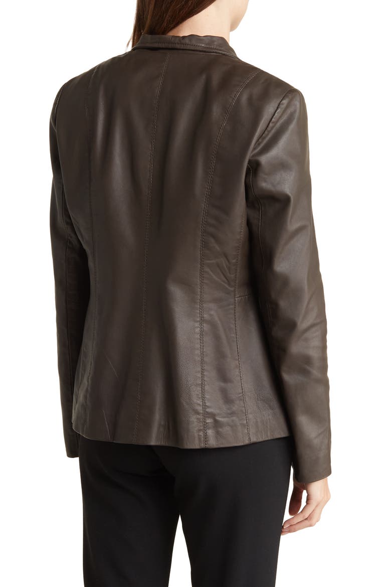 Wing Collar Leather Jacket, Alternate, color, DARK ESPRESSO