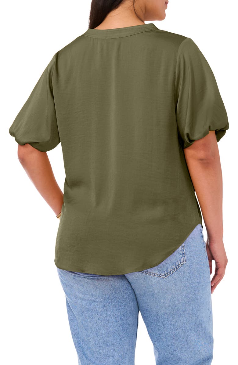 Vince Camuto Puff Sleeve Split Neck Top, Alternate, color,