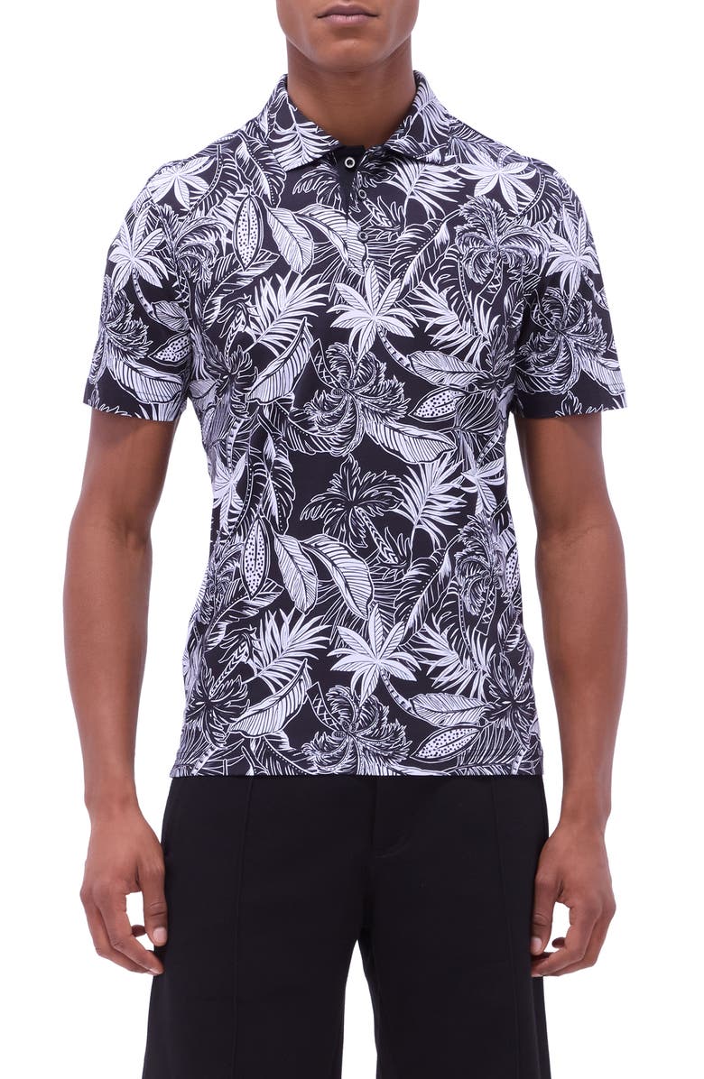 Bugatchi Hendrix Digital Leaf Print Pima Cotton Polo, Main, color,