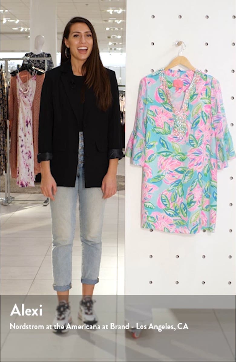 Elenora Floral Silk Shift Dress, sales video thumbnail