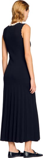 sandro★ ROBE LONGUE A DETAILS CROCHETES ワンピース Long dress with crochet detailing black / gray For Women