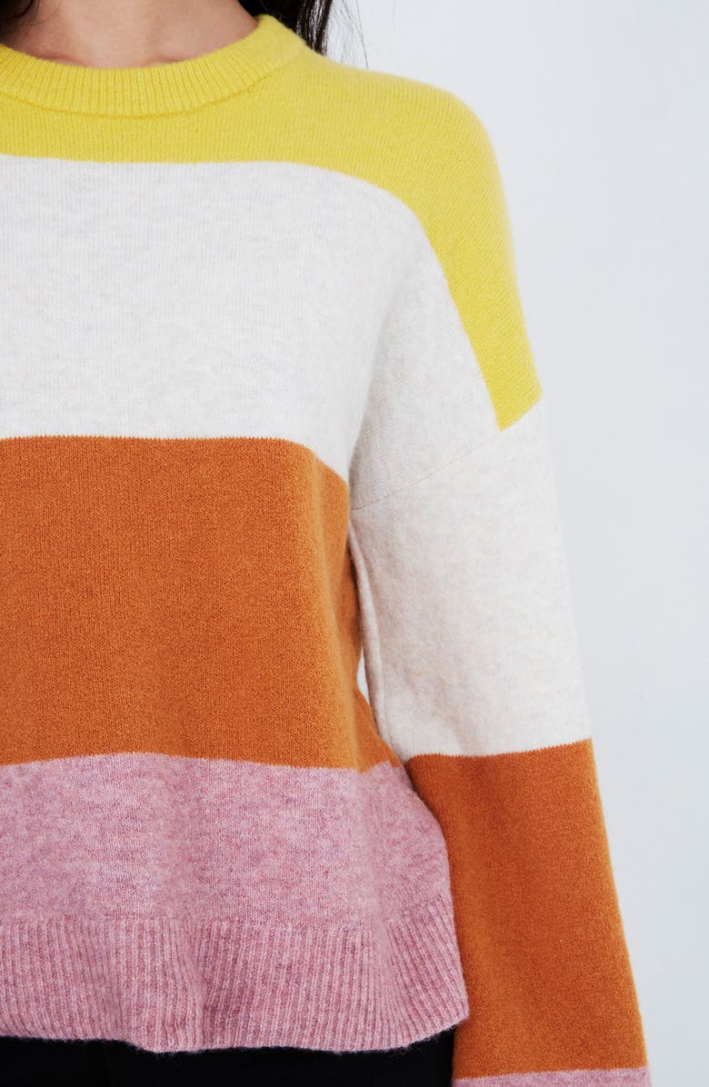 Madewell Striped Balloon-Sleeve Pullover Sweater, Alternate, color,