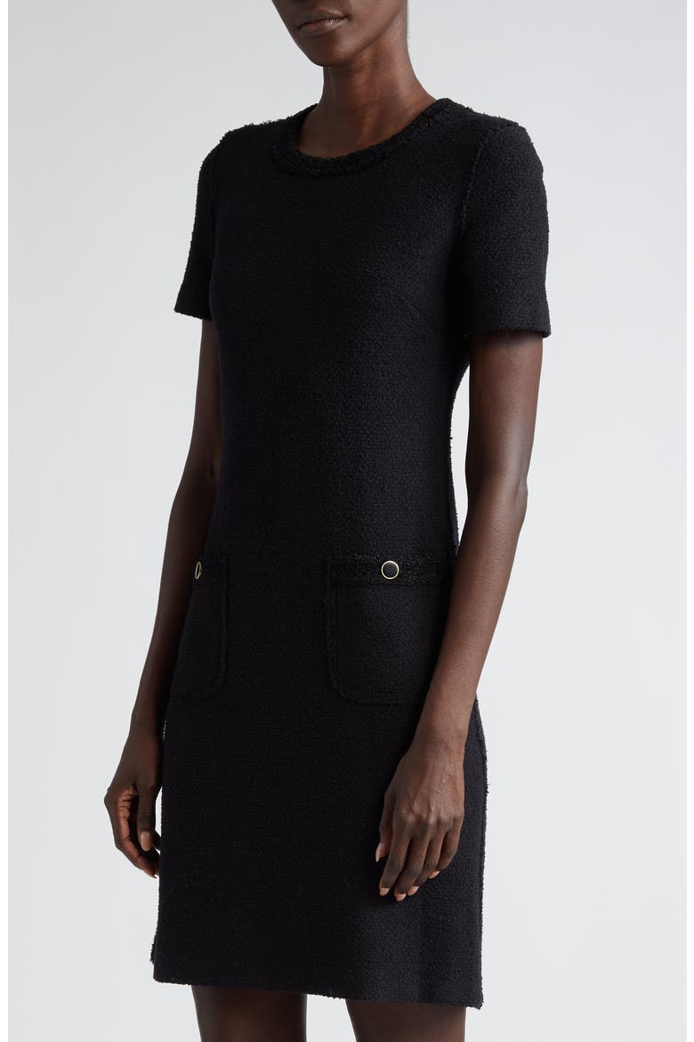 Short Sleeve Bouclé Knit Sheath Dress, Alternate, color, BK00 BLACK