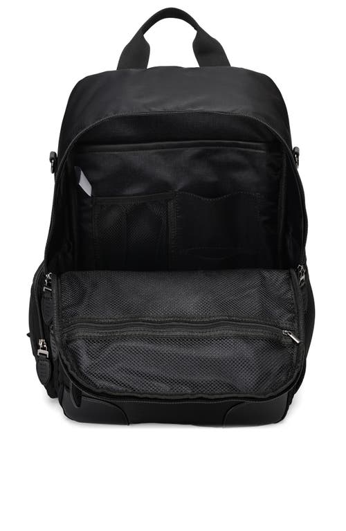 Elle Voyage 20l Twill And Vegan Leather Backpack In Black