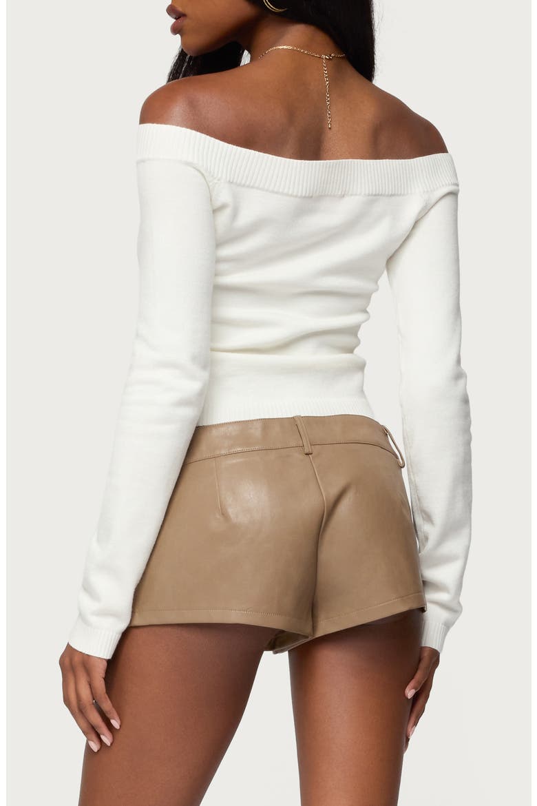 Leatrice Off the Shoulder Long Sleeve Knit Top, Alternate, color, WHITE