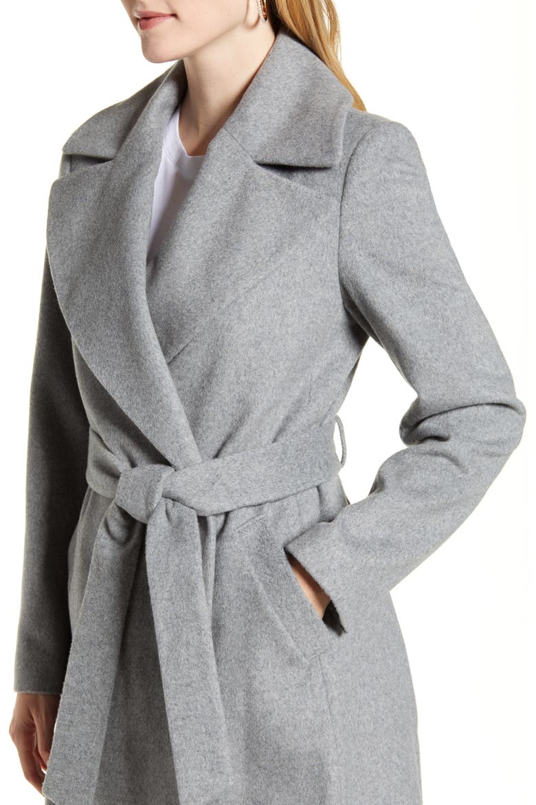 Wool Blend Wrap Coat, Alternate, color, HEATHER GREY