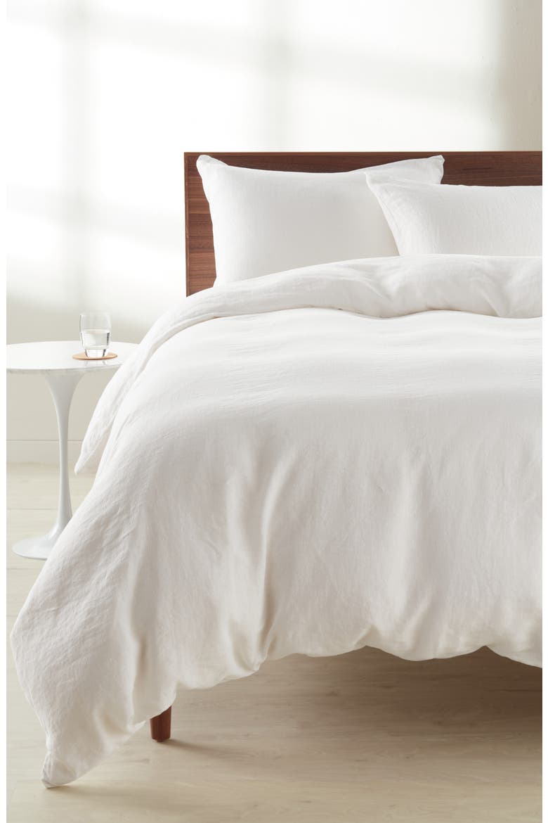 Linen Duvet Cover & Shams Set, Alternate, color, WHITE