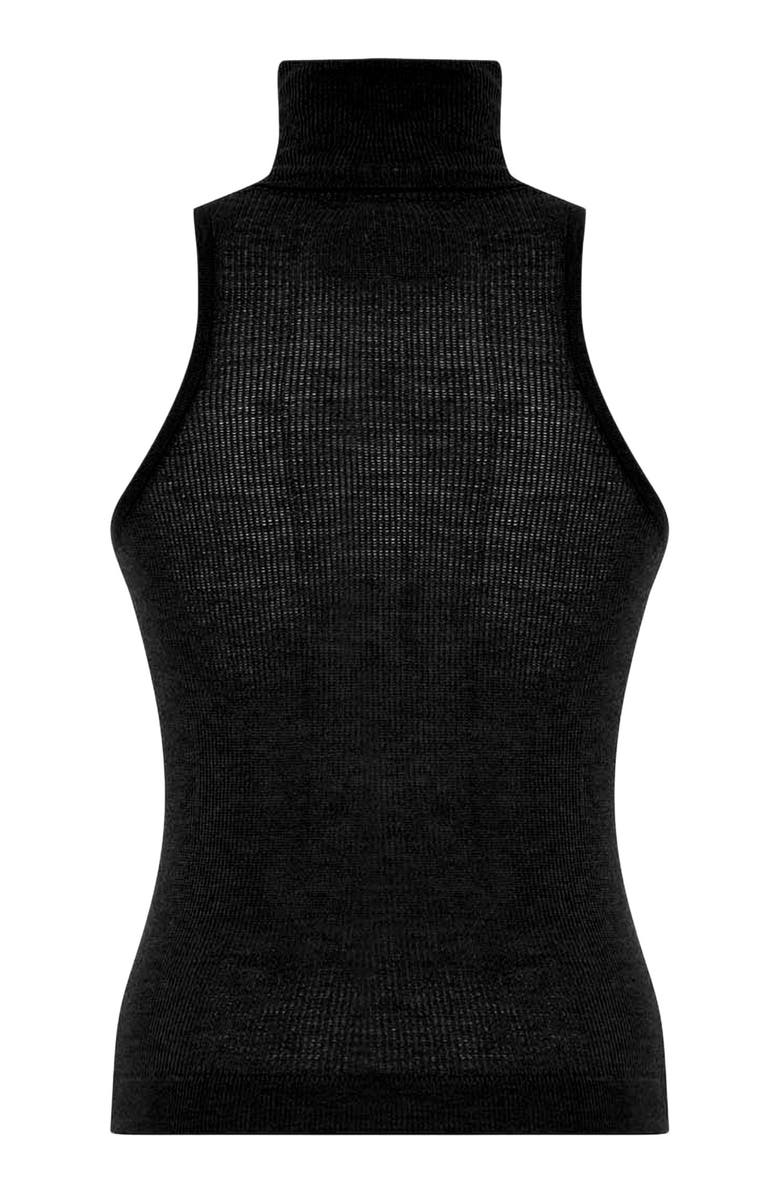THEO The Label Nomia Sheer Knit Sleeveless Turtleneck, Alternate, color, Black