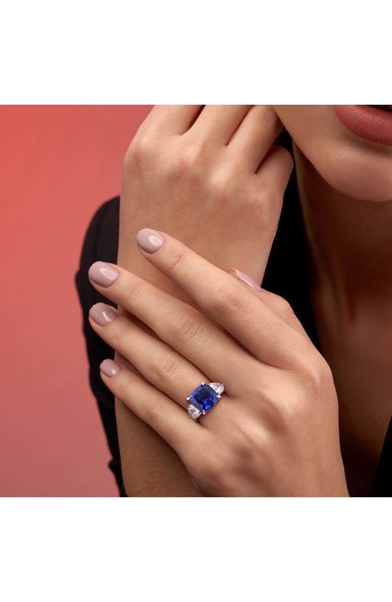 Julianna B. Lab-Created Sapphire 3-Stone Ring Sterling Silver, Alternate, color, Sapphire