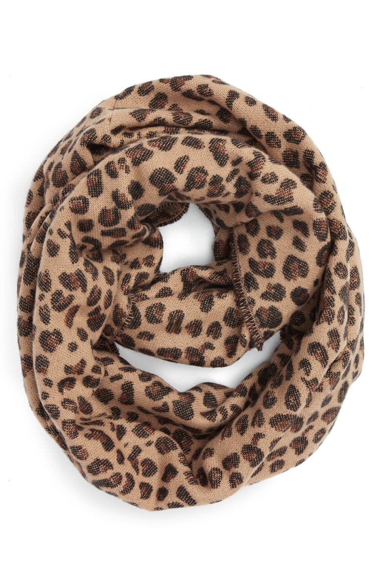 BP. Leopard Pattern Infinity Scarf, Main, color,