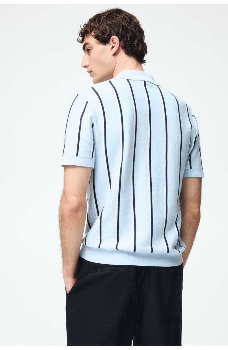 H&M Regular Fit Cotton Polo Shirt, Alternate, color, Light Blue/Striped