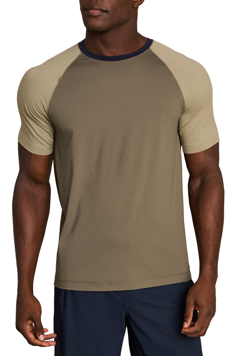 Rhone Reign Performance T-Shirt, Main, color, Smokey Olive Color Block