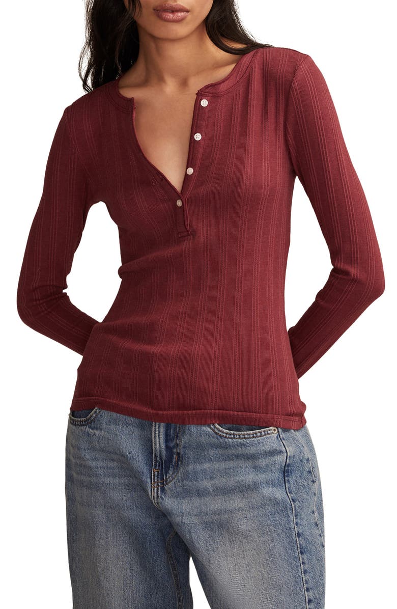 Lucky Brand Ribbed Henley, Main, color, Carbernet
