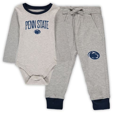 Infant Wes & Willy Heathered Gray/Navy Penn State Nittany Lions Jie Jie Long Sleeve Bodysuit & Pants Set