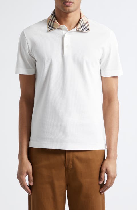 Evan Check Collar Cotton Piqué Polo