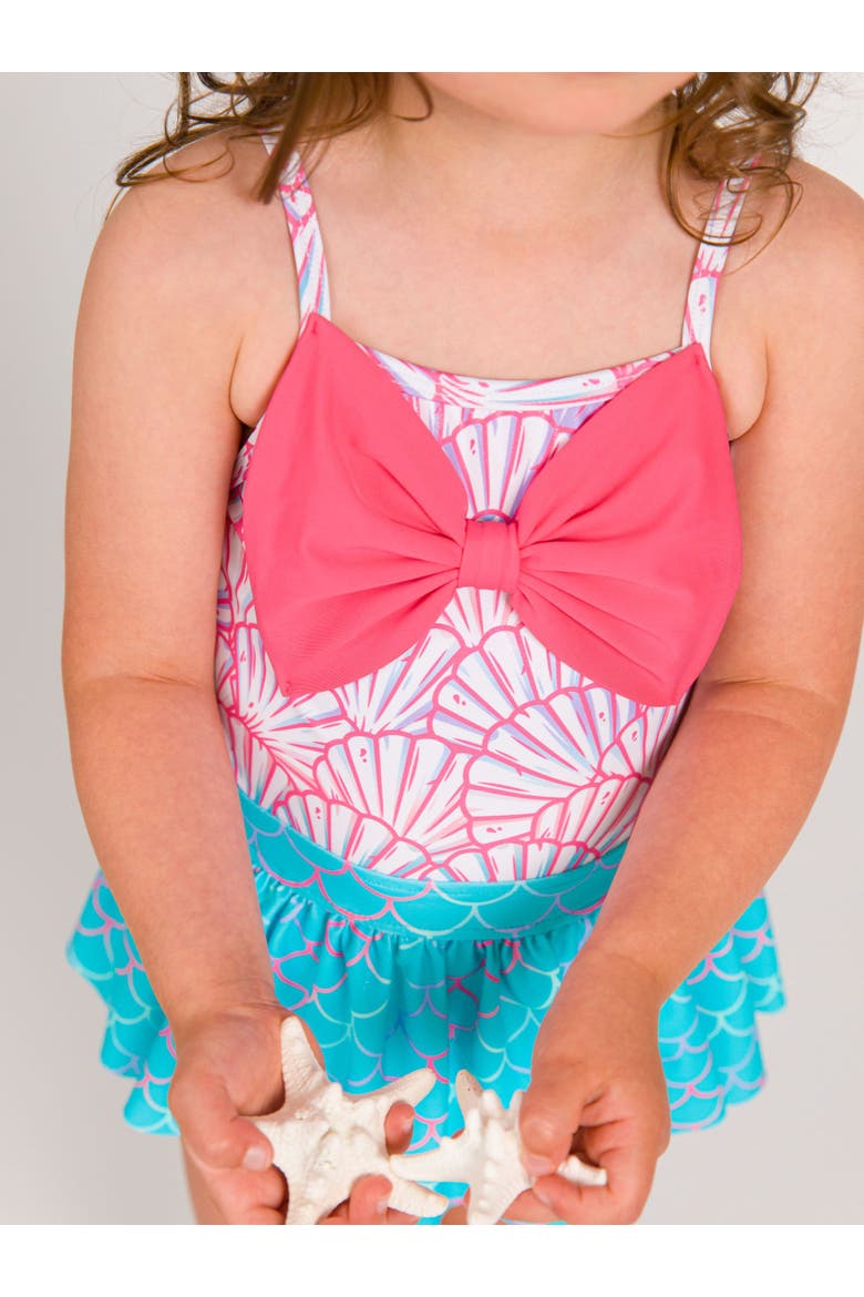 Toddler Girls UPF50+ Big Bow Skirted One Piece, Alternate, color, Pink Magical Mermaids