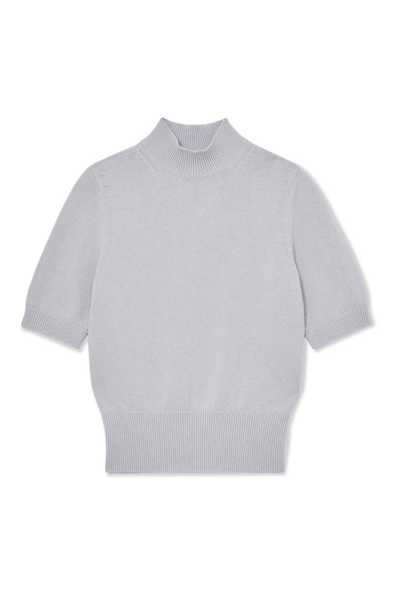 Aria Mock Neck Cotton & Wool Sweater, Alternate, color, GREY