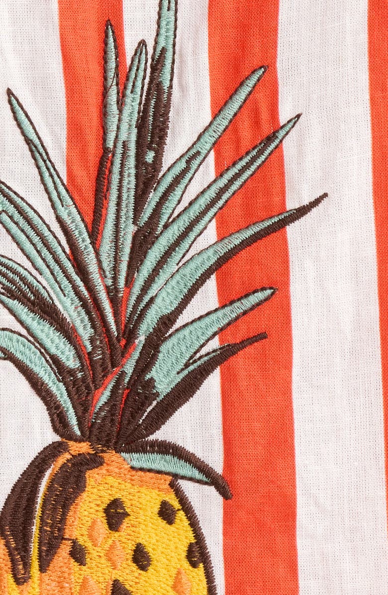 FARM Rio Stripe Fruit Embroidered Tie Front Cover-Up Top, Alternate, color, Red