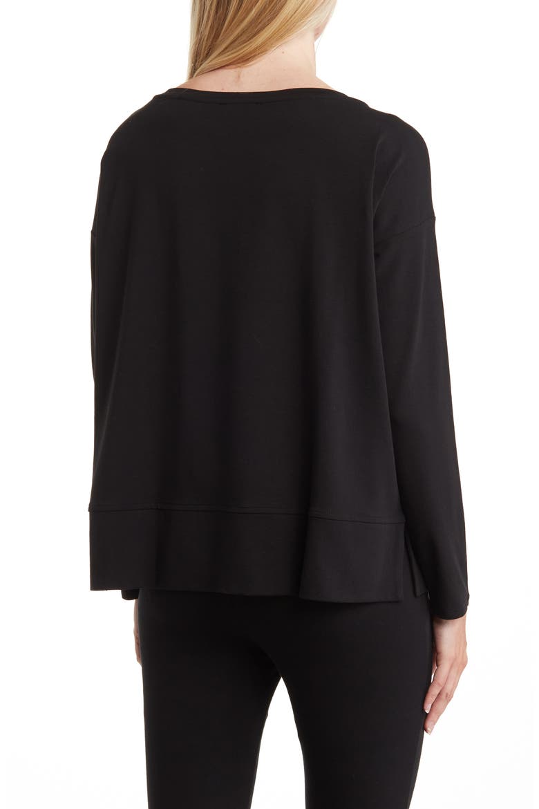 Boat Neck Long Sleeve Boxy Top, Alternate, color, BLACK