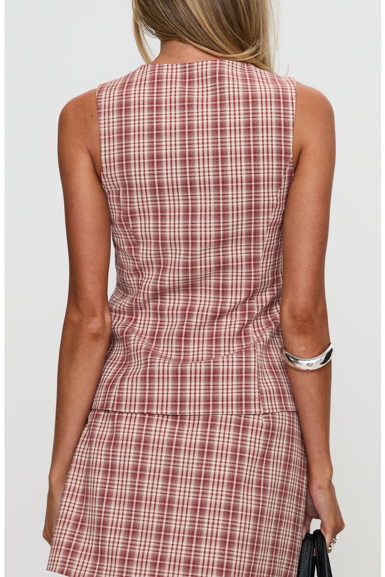 Theodosia Check Cutaway Vest, Alternate, color, RED CHECK