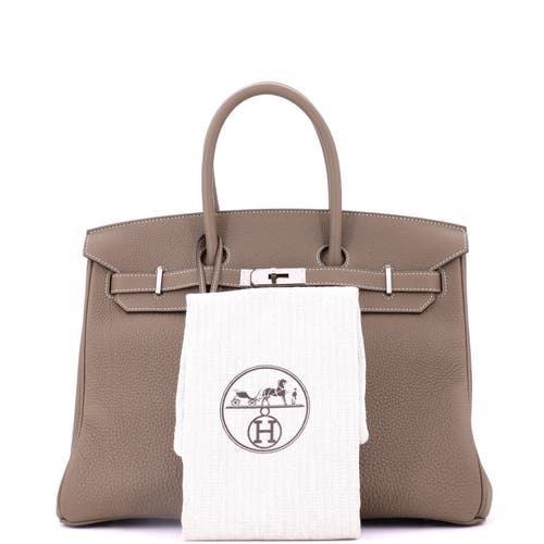 Pre-owned Hermes Hermes Birkin Handbag Grey Togo With Palladium Hardware 35 In Brown