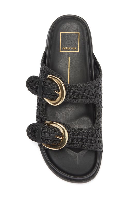 Dolce Vita Sensa Woven Double Strap Slide Sandal In Black Stella
