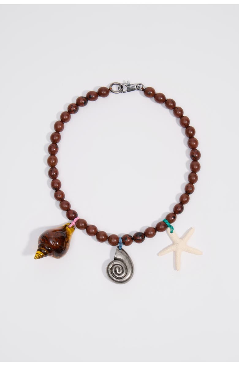 Bimba y Lola Aged Necklace With Stones And Seashells, Main, color, Brown