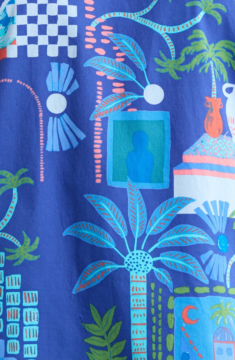 SUGARLIPS Punta Alta Puff Sleeve Cotton Top, Alternate, color, Cobalt-Combo